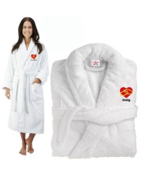 Deluxe Terry cotton with RINGS AND HEART CUSTOM TEXT Embroidery bathrobe